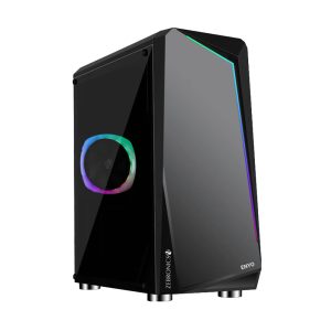 Buy Zebronics Zeb-Enyo Premium Gaming Cabinet Chassis Black Comes with Tempered Glass Side Panel,LED Strip On Front, Top Magnetic Dust Filter & 120mm Rear RGB Fan