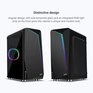 Buy Zebronics Zeb-Enyo Premium Gaming Cabinet Chassis Black Comes with Tempered Glass Side Panel,LED Strip On Front, Top Magnetic Dust Filter & 120mm Rear RGB Fan